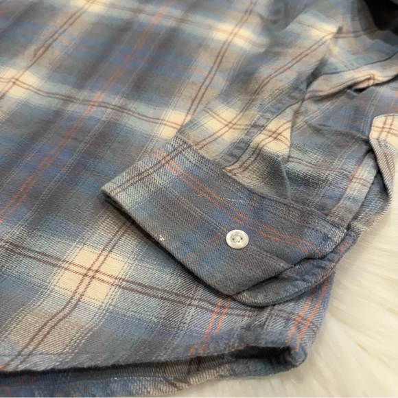 Eddie Bauer Flannel Button Down Shirt Top Plaid Blue Small - Picture 12 of 16